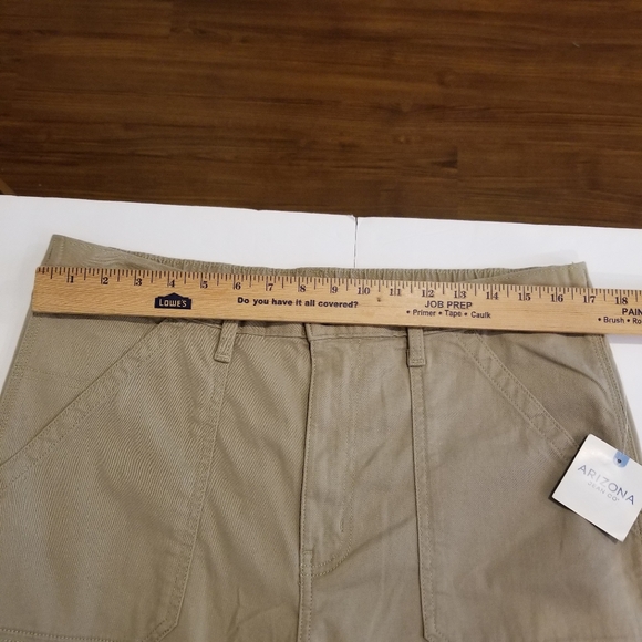 Arizona Jean Co Cargo Pants Women's 14 Pockets British Khaki Flared Cotton New - Picture 6 of 9
